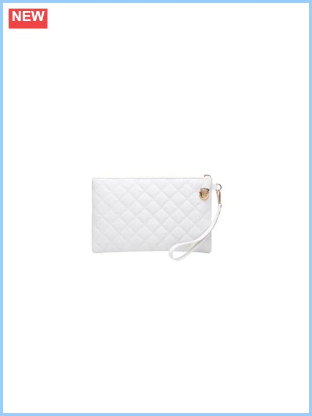 Quilted Vegan Leather Wristlet Clutch Zip Pouch Evening Bag